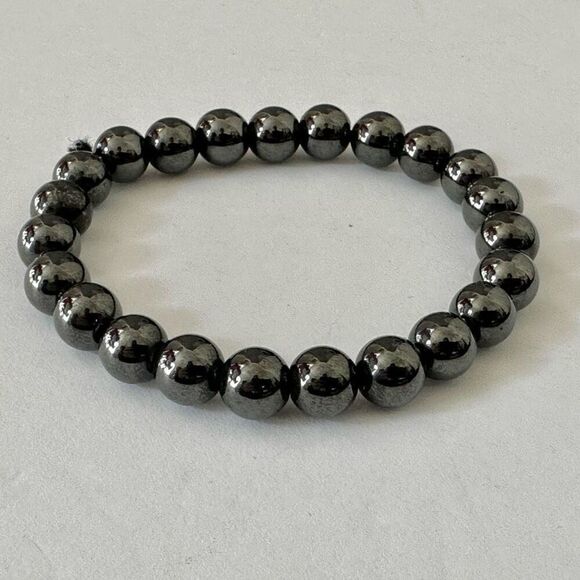 Hematite beaded stretchy bracelet - Picture 7 of 7
